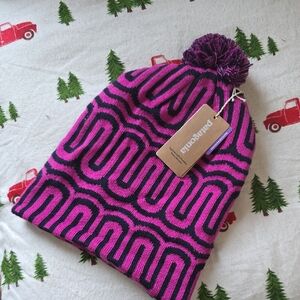 Patagonia Lightweight Powder Town Beanie Hat Blue Purple Banana Slugs NWT